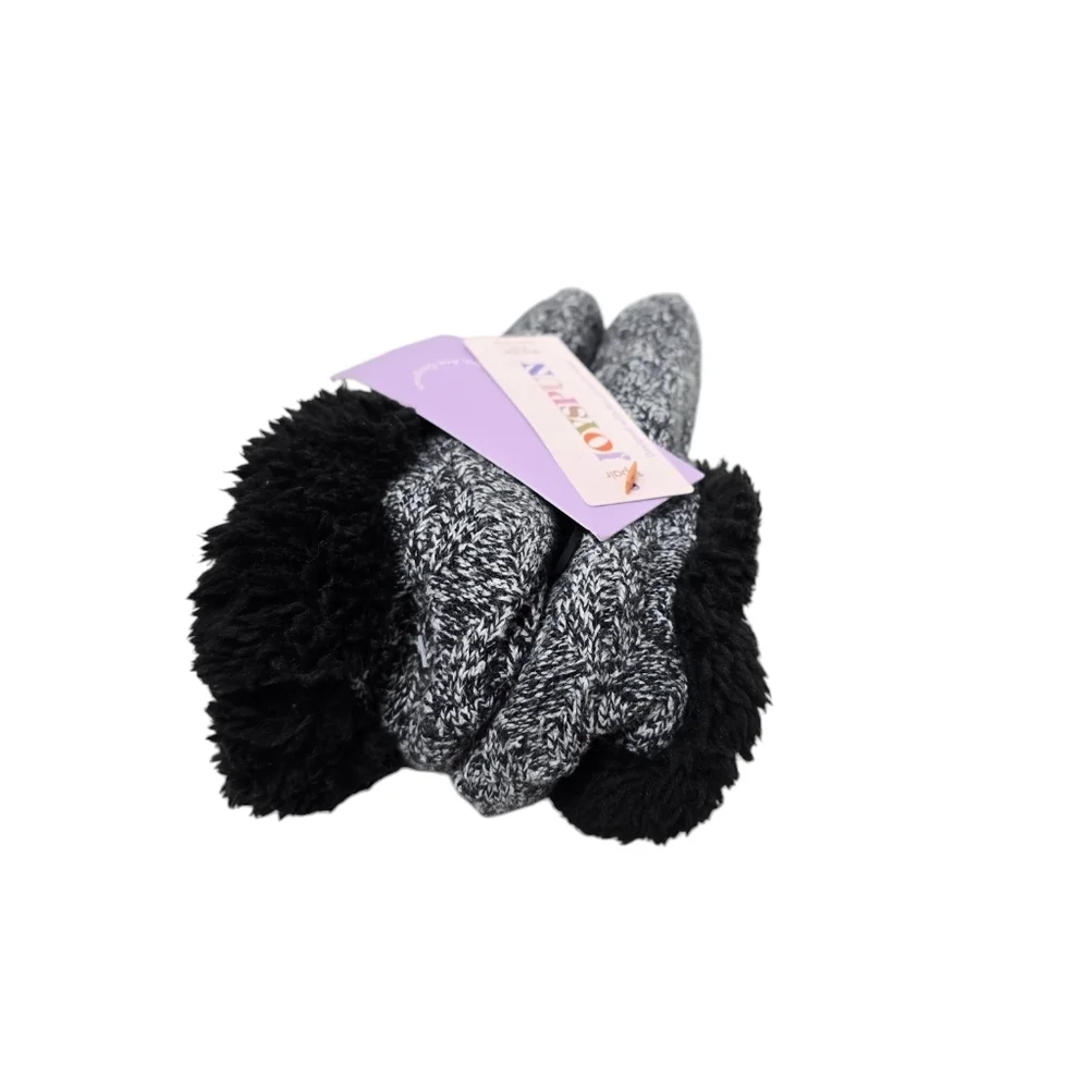 NWT Joyspun Black Heathered Gray Slipper Socks 4-10